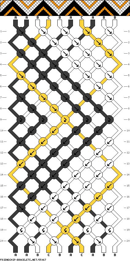 an image of a knitted pattern with yellow and black stripes on the bottom half