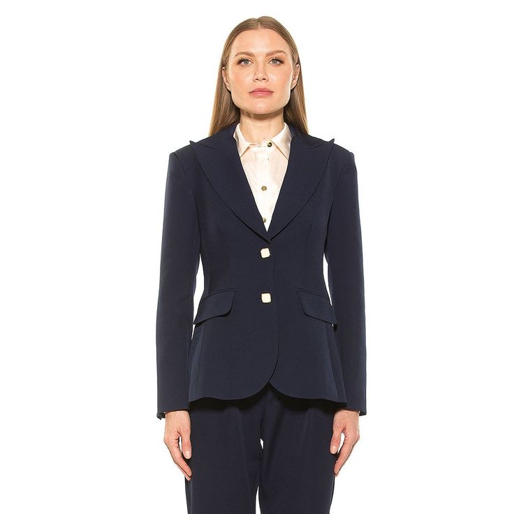 This women's ALEXIA ADMOR Jessica lapel jacket is a must-have for your wardrobe. This women's ALEXIA ADMOR Jessica lapel jacket is a must-have for your wardrobe. FEATURES True to Size 2 Front Pocket Flaps Button closure Set-in sleeves Long sleeves Fully linedFIT & SIZING Fit runs True to Size 26.5-in. length from shoulder to hemFABRIC & CARE Polyester, spandex body and lining Hand wash and line dry Imported Size: 6. Color: Navy. Gender: female. Age Group: adult. Navy Office Blazer With Pockets, Navy Blazer With Button Closure And Lapel Collar, Navy Blazer With Lapel Collar And Button Closure, Navy Single-breasted Workwear Blazer, Navy Single-breasted Blazer For Work, Navy Single Breasted Blazer For Work, Navy Office Blazer With Button Closure, Navy Blazer With Button Closure For Work, Navy Blazer With Hidden Button Closure For Work