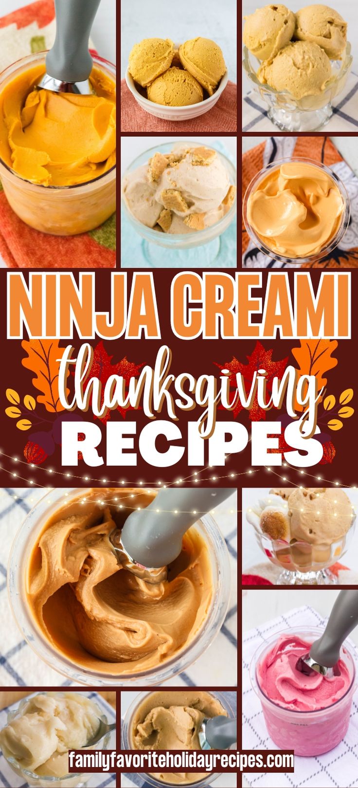 a collage of photos with the words ninja cream thanksgiving recipes