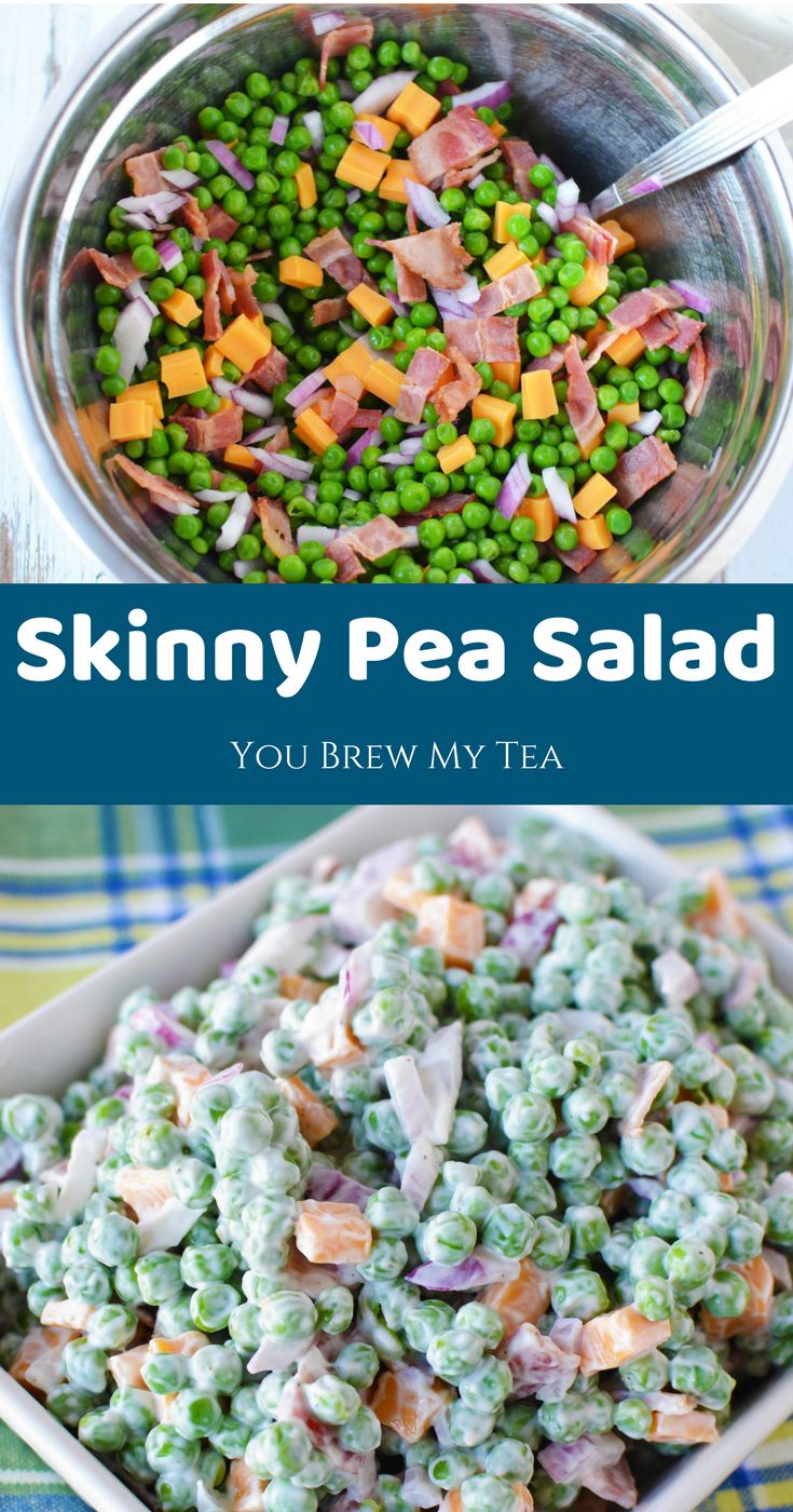 Make our Skinny Pea Salad for only 4 SmartPoints on Weight Watchers FreeStyle Plan!  A delicious classic side dish that everyone loves and can prepare in just minutes! Weight Watchers Sides, Weight Watchers Pasta, Weight Watchers Salad, Pea Salad Recipes, Pea Salad, Minced Meat, Smart Points, Ww Recipes, Cooking Oil