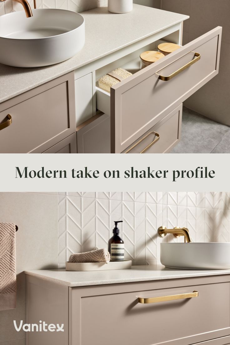 Shaker profile bathroom vanity Shaker Style Bathroom Ideas, Shaker Style Vanity, Cabinet Hardware Placement, Shaker Bathroom Vanity, Washroom Vanity, Bathroom Cabinet Colors, Vanity Inspo, Bathroom Vanity Ideas, Shaker Vanity