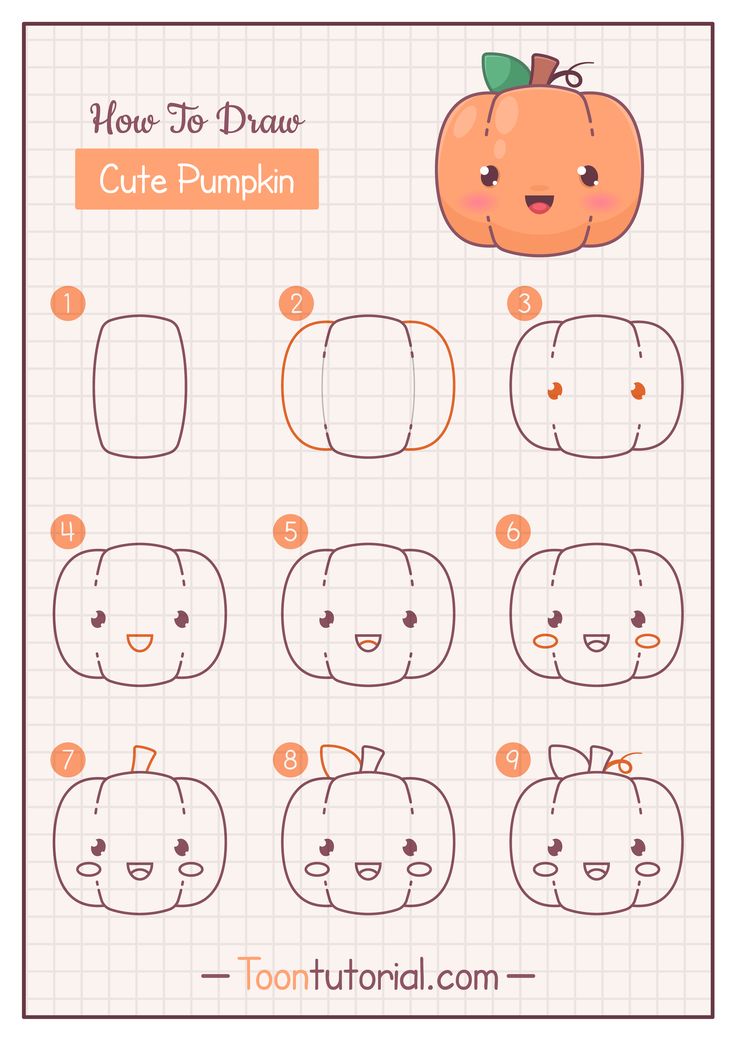 how to draw cute pumpkins step by step instructions for children and adults in easy steps