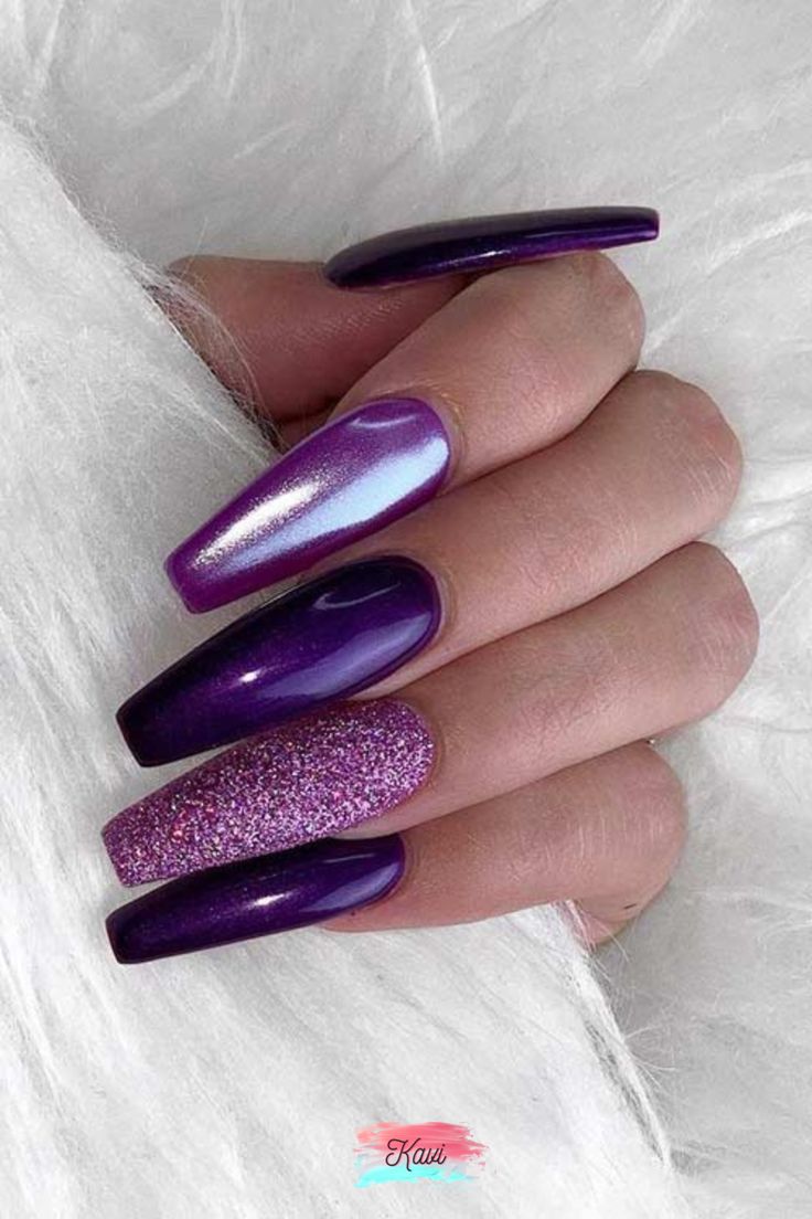 Purple Chrome Nails, Dark Purple Nails, Purple Ombre Nails, Purple Nail Art, Purple Acrylic Nails, Purple Nail Designs, Purple Nail, Pretty Nail Art Designs, Makijaż Smokey Eye