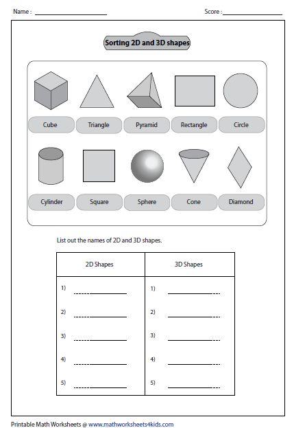 worksheet for 3d shapes and their corresponding numbers to help students learn how to use them