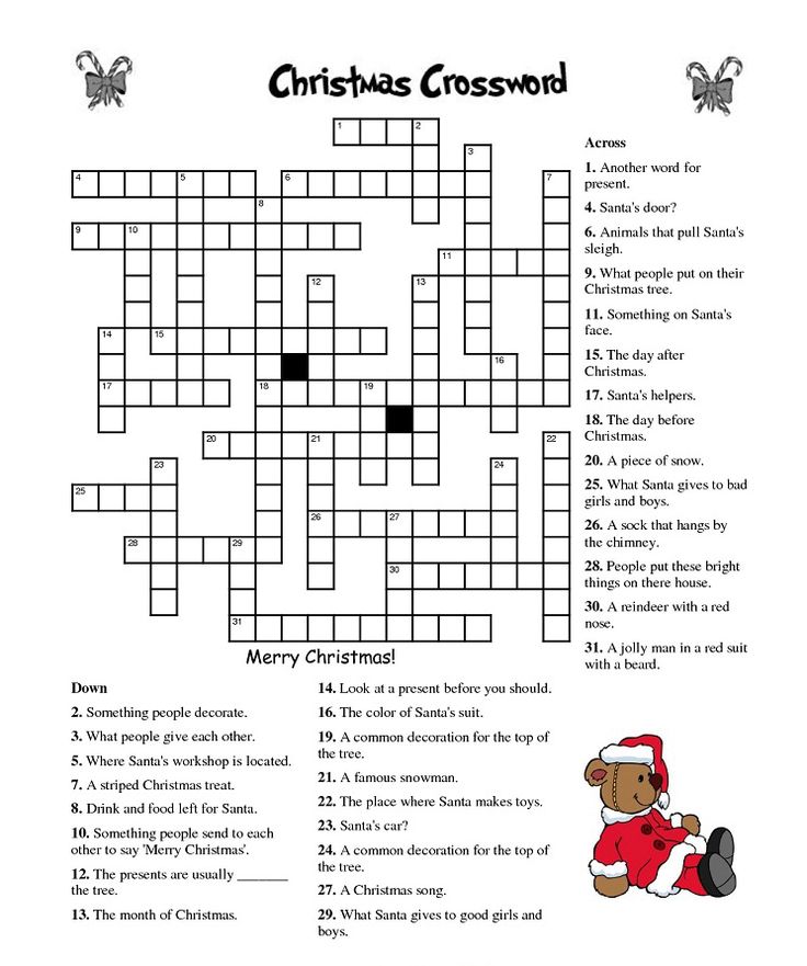 the christmas crossword is an easy way to learn how to use it for kids