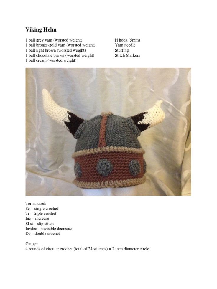 a knitted viking hat with horns on it