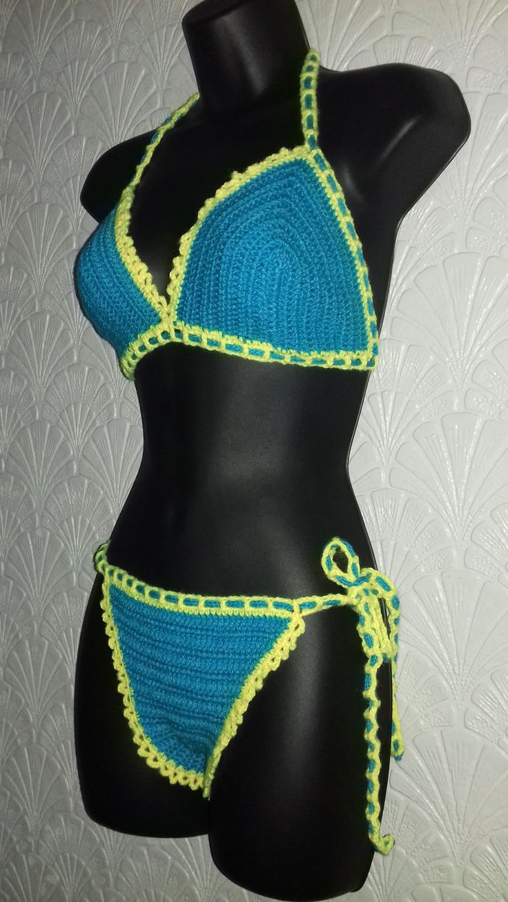 Handmade crochet two pieces bikini. 1 - blue-yellow bikini, size S. Cup size A-B. 2 - blue-red bikini, size S. Cup size A-B. 3 - pink bikini, size M. Cup size C-D. 4 - green-yellow bikini, size S. Cup size B-C. 5 - purple bikini, size S. Cup size B. If you need more information please contact me. Handmade Green Swimwear For The Beach, Handmade Green Swimwear For Beach, Handmade Green Swimwear For Vacation, Handmade Fitted Blue Swimwear, Handmade Blue Swimwear For Vacation, Handmade Blue Swimwear For Beach Season, Green Crochet Swimwear For Beach Season, Handmade Blue Summer Swimwear, Handmade Blue Beachwear Swimwear