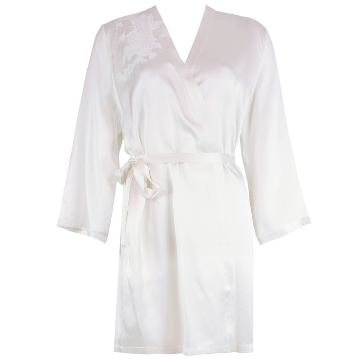 Negligee silk MARJOLAINE Baccarat Silk Kimono With Satin Finish, Luxury Satin Robe For Daywear, Elegant Silk Party Robe, Elegant Satin Robe For Daywear, Elegant White Party Kimono, Elegant Silk Night Robe, Chic Satin Robe For Formal Occasions, Chic Satin Formal Robe, Chic Formal Satin Robe