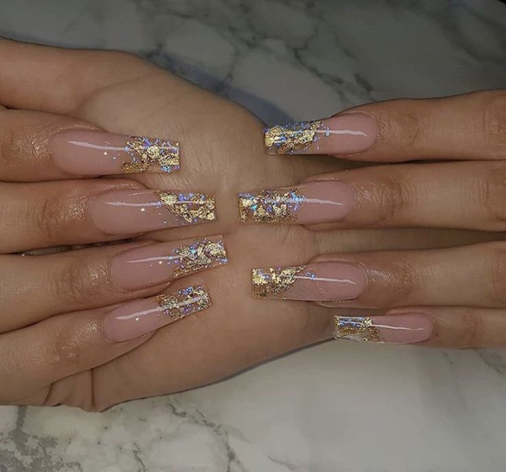 Gold Formal Dresses, Glitter Gel Nail Designs, Prom Nails Long, Nails Eyeshadow, Prom Nail, I Do Nails, Top Nails, Pink Ombre Nails, Dearra Nails