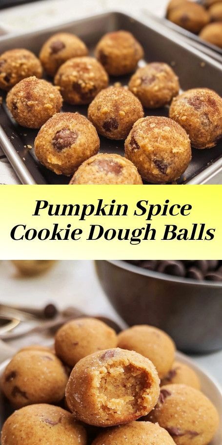 pumpkin spice cookie dough balls in a pan