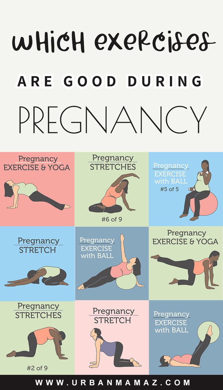 a woman doing yoga poses with the words which exercises are good during pregancy