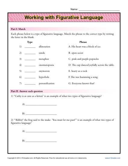 worksheet for the english language