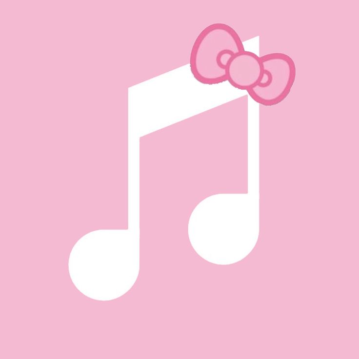 a pink background with an image of a music note and a hello kitty bow on it