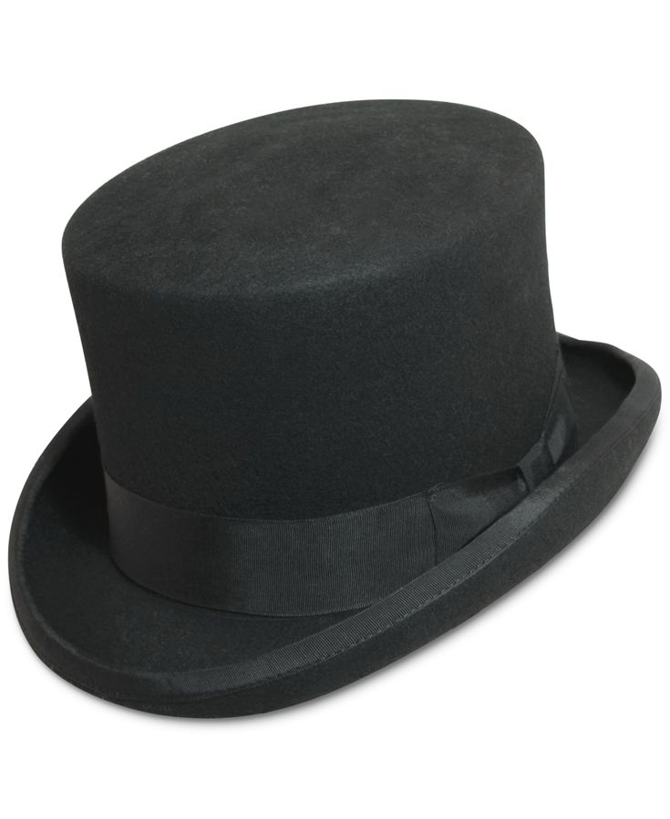 Complete your formal look with this elegant English top hat from Dorfman Pacific. The wool felt is trimmed with a tonal ribbon and lined in satin. Curved Brim Formal Costume Hats For Winter, Formal Curved Brim Costume Hat For Winter, Formal Wool Felt Hat For Winter, Formal Winter Costume Hat With Curved Brim, Formal Black Costume Hats For Winter, Winter Formal Costume Hat With Curved Brim, Formal Black Winter Top Hat, Formal Black Winter Costume Hat, Classic Fitted Winter Costume Hats And Headpieces