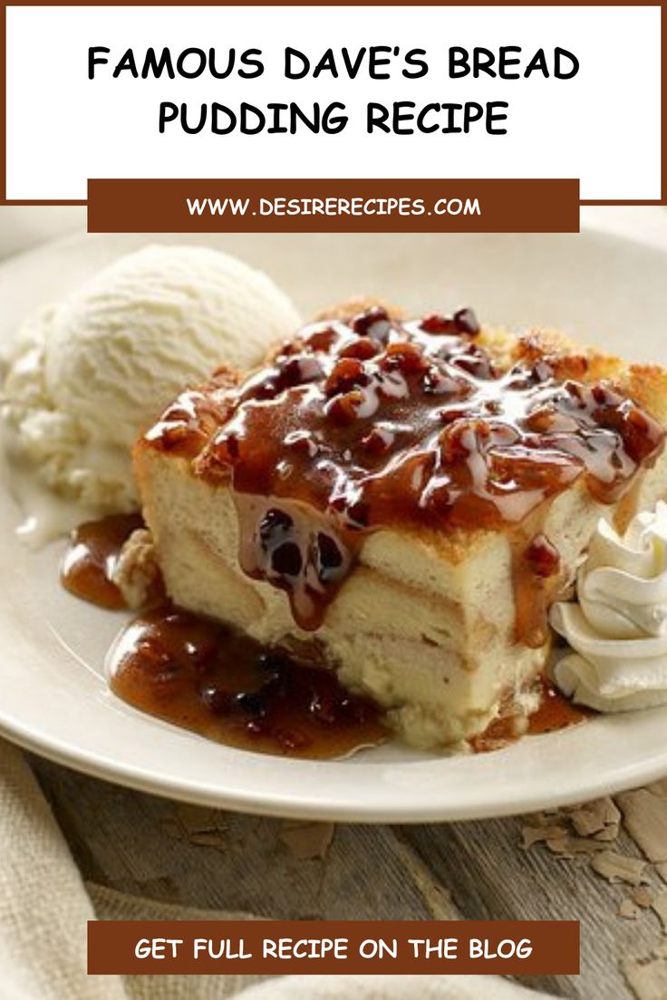 a white plate topped with dessert and ice cream on top of a wooden table next to a