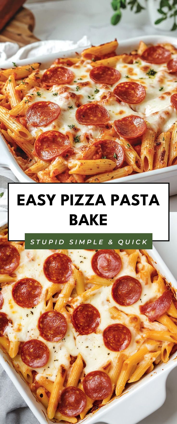 Image for Easy Pizza Pasta Bake One Pan Baked Noodles, Baked Spaghetti Pizza Casserole, Pepperoni Pasta Bake Casseroles, Pasta Dishes For Large Crowds, Healthy Pizza Pasta, Pepperoni Pizza Pasta Casserole, Hot Pasta Dishes Easy Dinners, Baked Pasta With Pepperoni, Pepperoni Pizza Pasta Bake