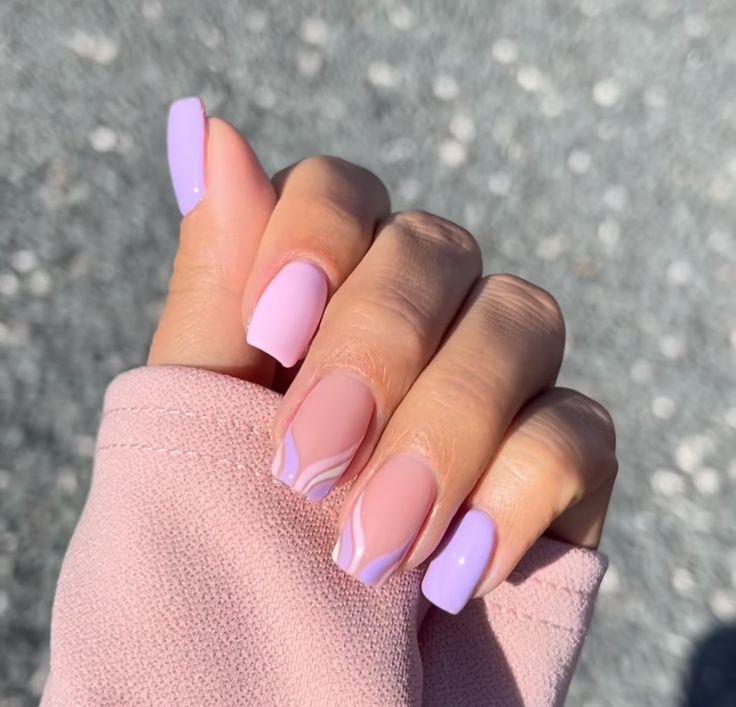 Purple Acrylic Nails, Lilac Nails, Spring Acrylic Nails, Simple Gel Nails, Purple Nail, Blush Nails, Short Square Acrylic Nails, Unique Acrylic Nails, Nails 2023