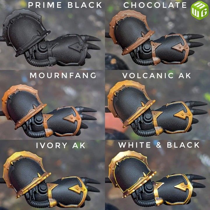 the different types of helmets and gloves are shown in this image, including one with an arrow on it