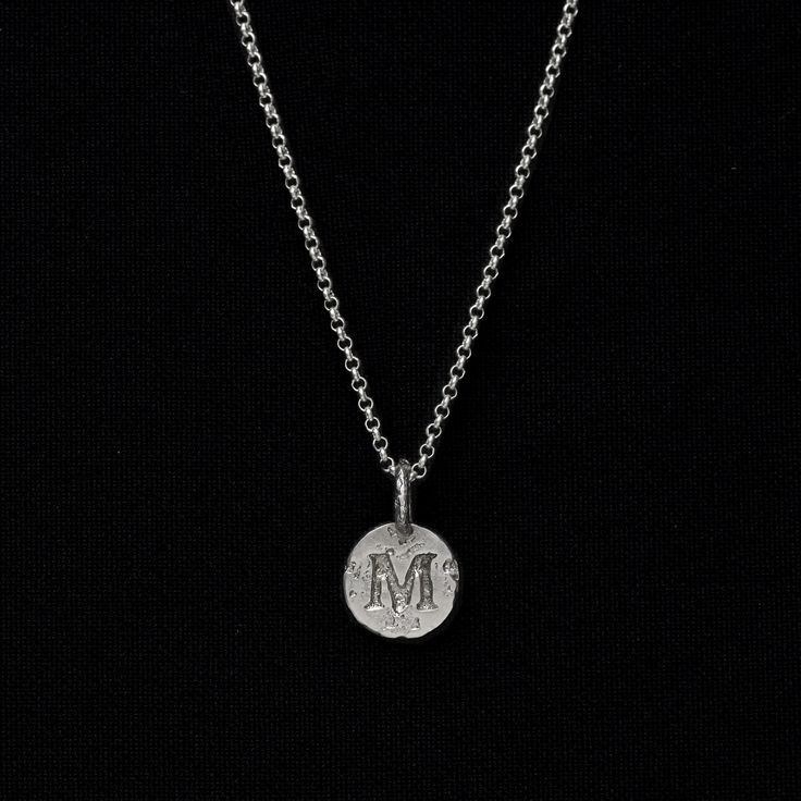 "Personalized Initial Pendant Necklace With Alphabet Letter Charm - Custom Coin Necklace In Solid Sterling Silver Chain - Rustic Tag Pendant �◆ DIMENSIONS ◆ Circle diameter: Ø 12mm // 0,47\" Circle thickness: 1mm // 0,04\" Chain: Rolo chain 1,8mm // 0,07\" ◆ MATERIAL & TECHNIQUE ◆ Solid 925 sterling silver with a engraved initials, cast in sand. This custom coin pendant is part of our \"EMBRACING CHAOS\" collection, a tribute to life itself. The unexpected is around every corner, and about to Smiling Lady, Edwardian Lady, Cap Art, Custom Coins, Rough Jewelry, Engraved Initials, Big Hat, Letter Charm, Initial Pendant Necklace