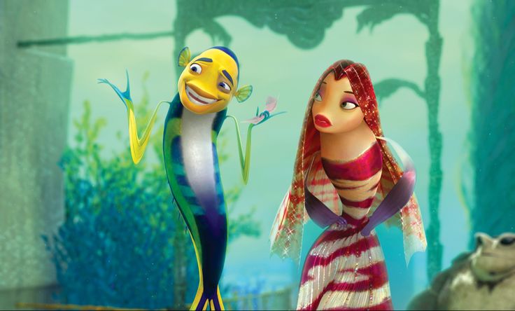 the little mermaid and her fish friend are standing next to each other in front of an aquarium