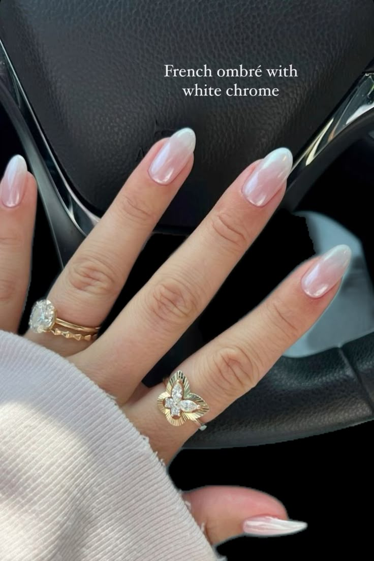 Proposal Nails French Tip, Cute Soft Almond Nails, Aesthetic Almond Nails Simple, Wedding Day French Manicure, Bridal Nails Almond Shape Ombre, Vanilla Girl Nails Almond, Clean Nail Art Classy, Soft Girl Almond Nails, Nails Acrylic Clean Girl