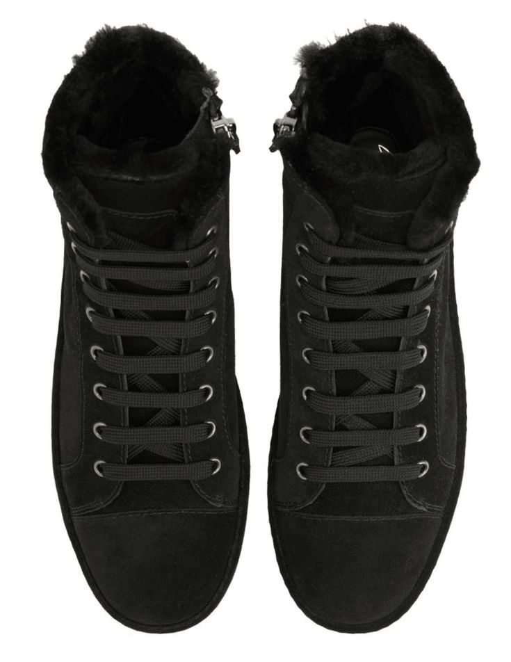 Giuseppe Zanotti GZ-City Suede High Top Sneaker in Black. All Sale Merchandise is FINAL SALE. High top sneaker. Suede outer. Sheepskin lining. Inside zipper closure. Tone-on-tone coated rubber sole. Made in Italy. Resort Accessories, Rococo Sand, High Top Sneaker, Kids Denim, Pumps Flat, Denim Flares, Shoe Store, Shoe Sale, Resort Wear