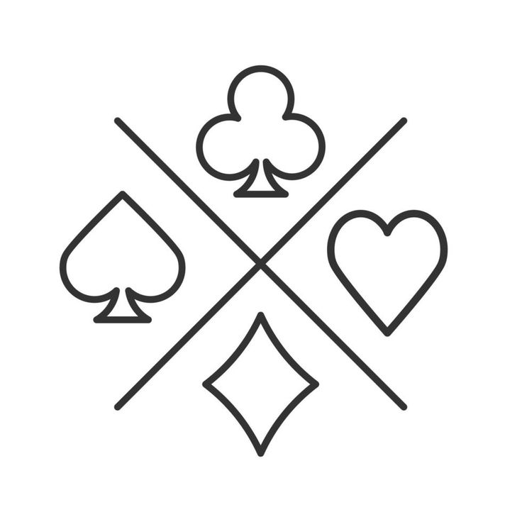 spades and hearts with crossed lines in the middle, as well as two playing cards