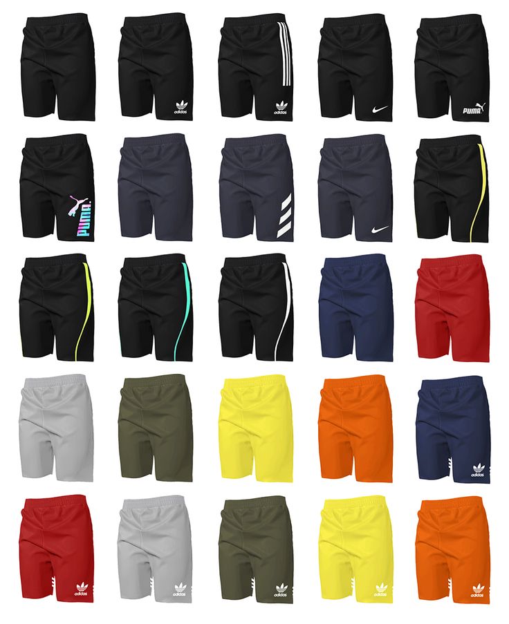 the shorts are all different colors and sizes