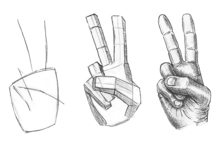 three different types of hand gestures with one pointing at the camera and the other holding up two fingers