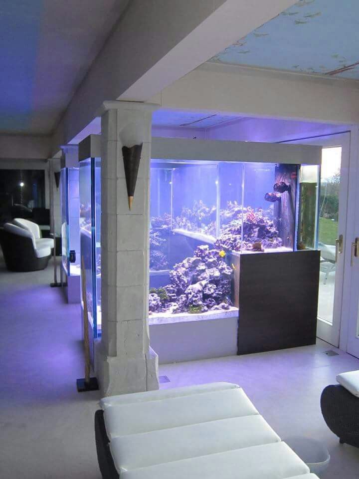 a living room filled with furniture and an aquarium