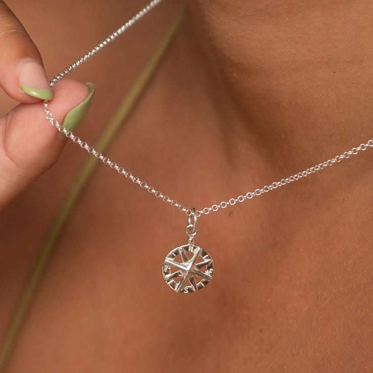 This exquisite sterling silver compass charm necklace is an ideal gift for an explorer! With detailed North, East, South West markings and a hand-finished sterling silver finish, this elegant charm necklace is perfect for any occasion.  All our charms attach with a clip-on clasp and are compatible with all other leading charm jewellery brands. Simply clip-on or slide-on to a chain, charm bracelet or charm carrier necklace.  All Lily Charmed jewellery comes presented in a beautiful gift box. Mate North East South West, Silver Compass Necklace, Compass Necklace Silver, Compass Jewelry, Matching Jewellery, Silver Dragon Necklace, Goddess Jewelry, Nautical Gifts, Compass Necklace