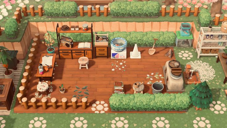 an aerial view of a dog's house and its yard in animal crossing 3d