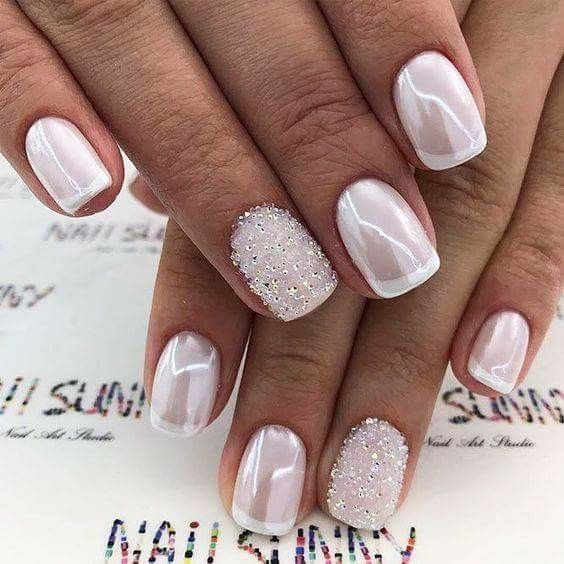 Pintura uñas Nail Art Mariage, Bridal Manicure, Ombre Nail Art Designs, Wedding Manicure, French Pedicure, French Manicure Designs, Nails For Bride, Bridal Nail Art, Nagellack Trends