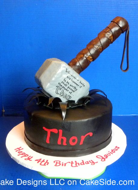 Thor Cake                                                                                                                                                                                 Plus Thor Cake, Thor Birthday, Minecraft Cakes, Marvel Cake, Cake Designs Images, Avengers Party, Mini Tortillas, Superhero Cake, Cake Images