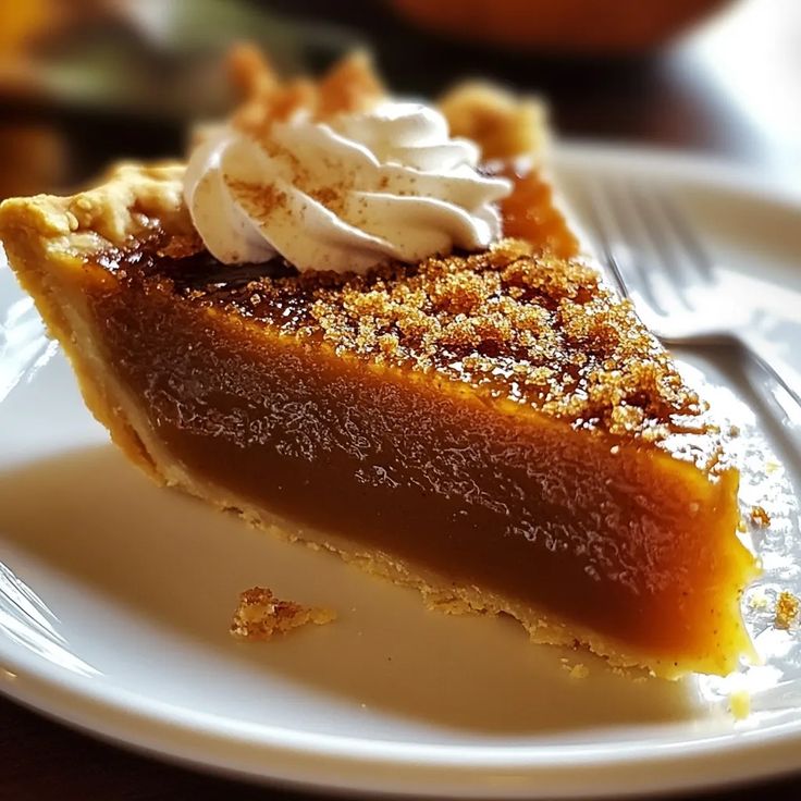 a piece of pie on a plate with a fork