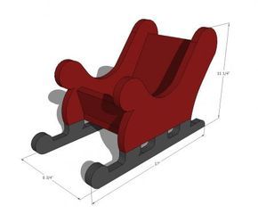 a red wooden rocking chair with measurements