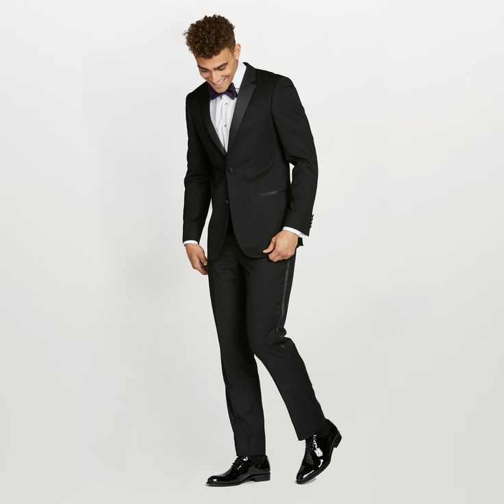 Nothing says timeless like a classic black tuxedo. We love this tux! Pair with our classic black tuxedo pants and a vest to complete your black tie look. *Does not have satin stripe on pants as pictured. Classic Black Tuxedo, School Function, Black Tuxedo Jacket, Prom Tuxedo, Gala Outfit, Tan Suit, Tuxedo Pants, Black Tie Affair, Black Tuxedo