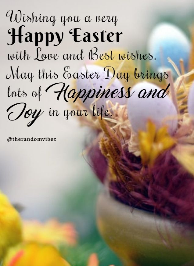 an easter greeting with eggs in a vase