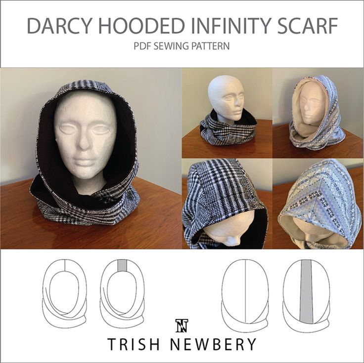 the instructions for how to make a hooded infinitiy scarf with hoods