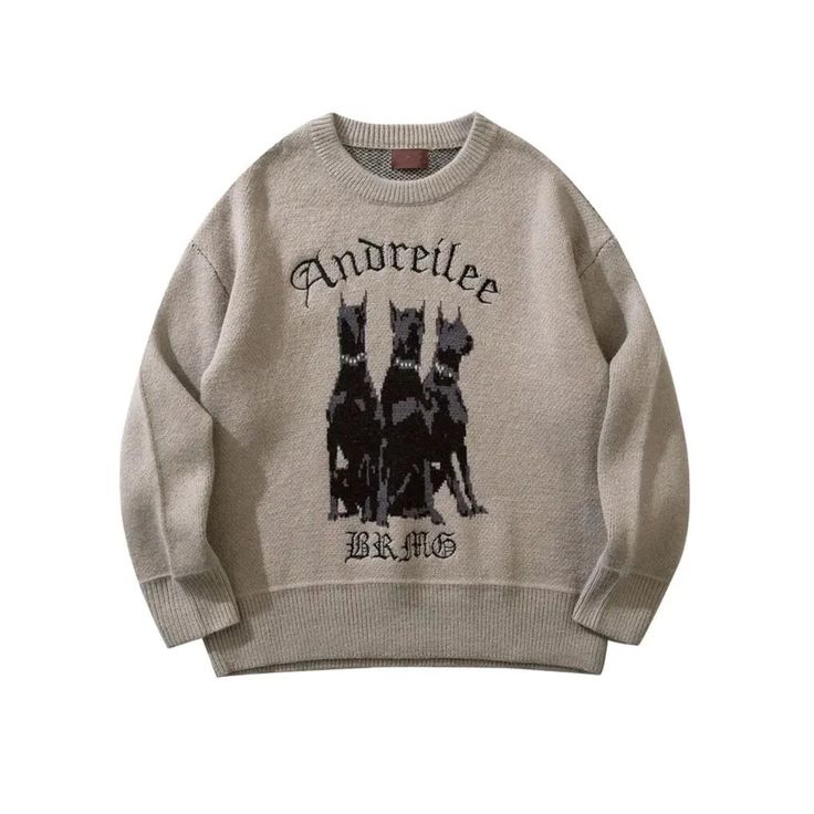 Andreilee BRMG Sweater – h0neybear Doberman Dog, Doberman Dogs, Y2k Sweater, Mens Sweater, Graphic Sweaters, Retro Mode, Y2k Clothes, England Fashion, Retro Men