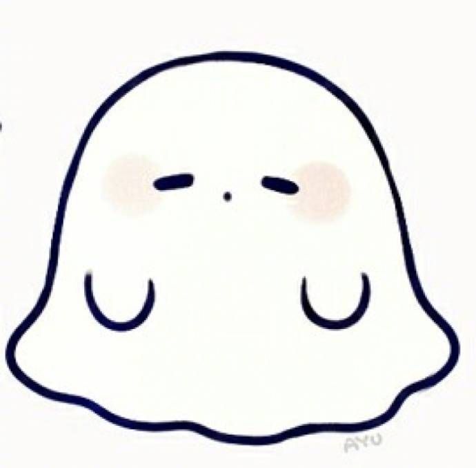 a drawing of a white ghost with two eyes