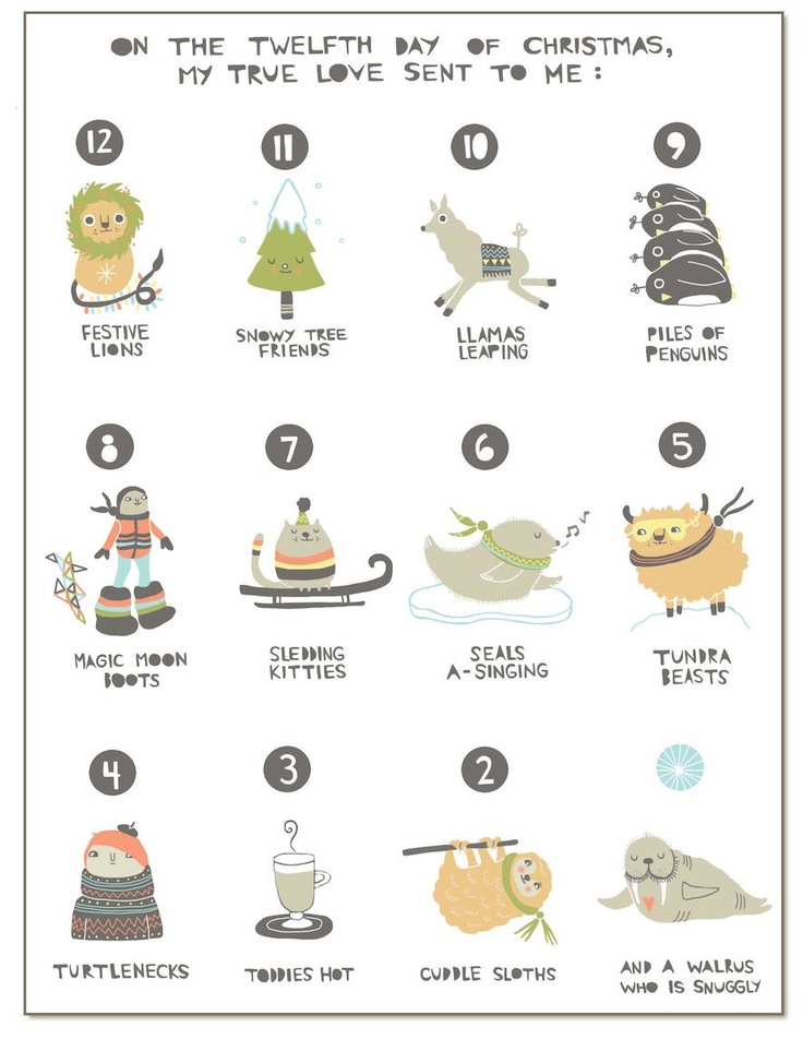 the twelve days of christmas with animals and other things to do on it's holiday list