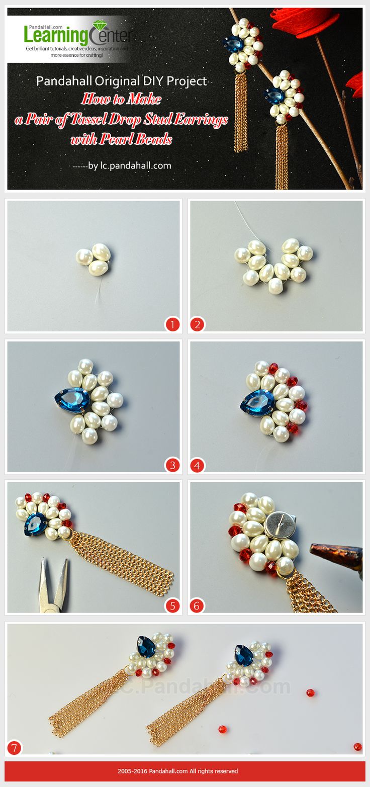 Pearl Bead Tassel Drop Stud Earrings Diy Tassel Earrings, Family Bracelets, Beaded Jewels, Seed Bead Tutorial, Spiral Earrings, Beads Diy, Jewelry Making Tutorials, Earring Patterns, Beads And Wire