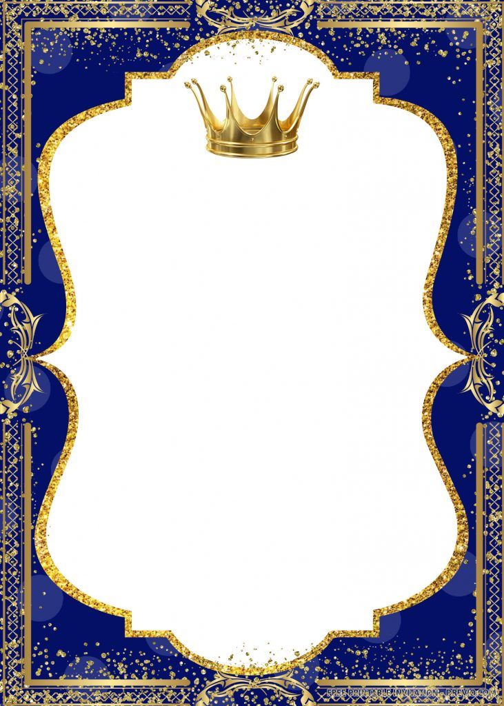 a blue and gold frame with a crown on top