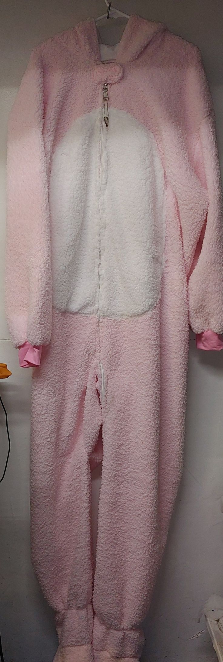 You'll BEAR-LY be able to handle all of this cuteness This is for a 1 layer custom pink sherpa plush fleece footie pajama featuring elastic in the ankles.  It will have  a locking zipper with zipper tab at the top, and vinyl soles on the bottom of the feet.  This cute fuzzy footie will also feature a hood with bear ears, and a white sherpa tummy patch. I will need the following measurements in inches to make this: chest hips thigh (all the way around the top of 1 leg) shoulder to crotch shoulder Baggy Pajamas, Pastel Outfits, Unicorn Ears, Pink Sherpa, Cosy Outfit, Pink Toes, Adult Pajamas, Footie Pajama, Bear Ears