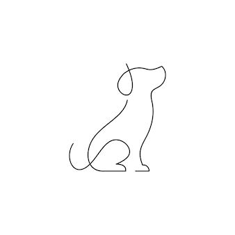 a line drawing of a dog sitting down