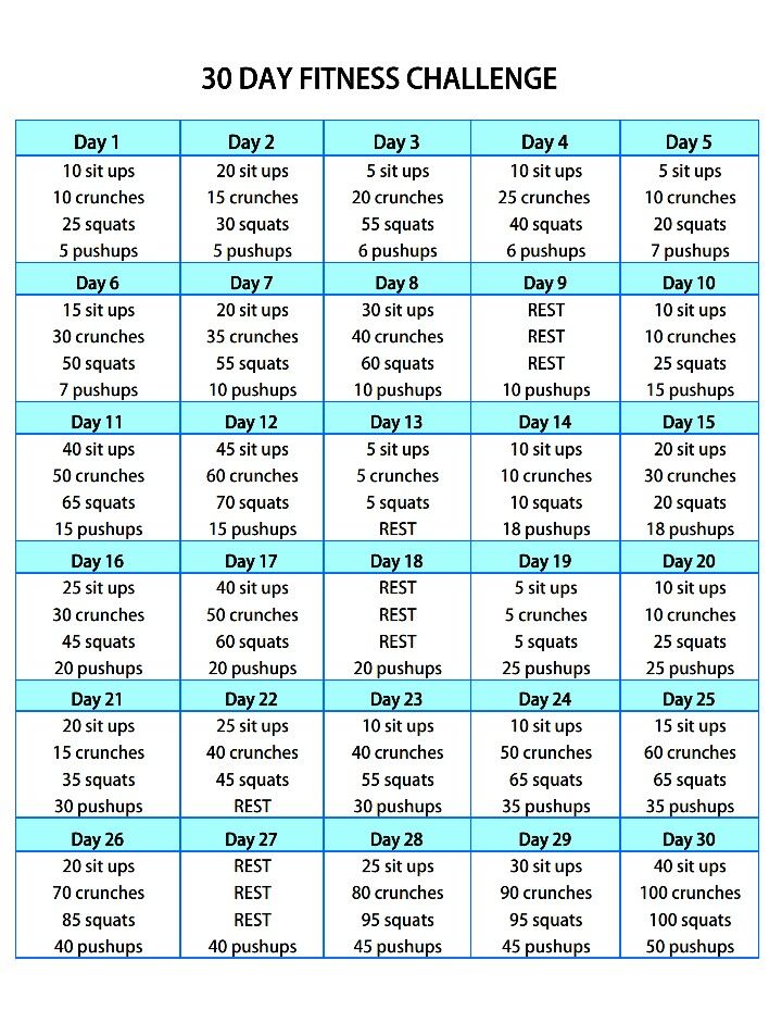 the 30 day fitness challenge is shown here