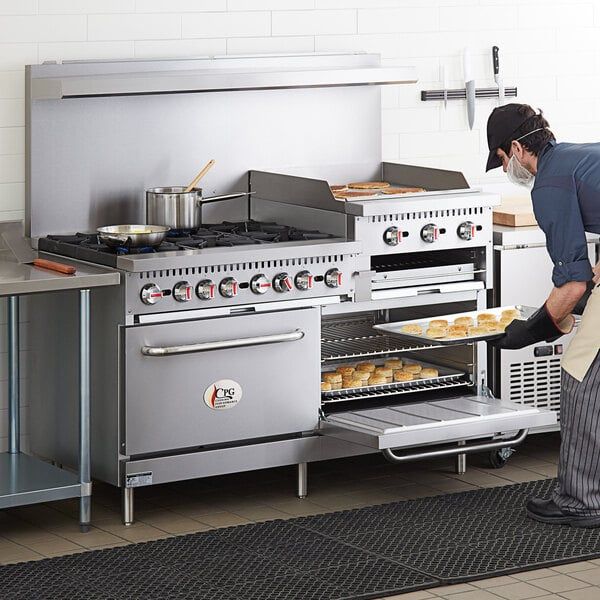 Cooking Performance Group S60-GS24-L Liquid Propane 6 Burner 60" Range with 24" Griddle/Broiler and 2 Standard Ovens - 276,000 BTU Propane Range, Sauce Pans, Decorating Kitchen, Gas Stoves, Iron Grate, Aluminum Siding, Truck Stuff, Kitchen Stove, Gas Range