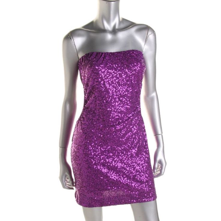 Just Flirt Purple Sequined Strapless Party Clubwear Dress L. Manufacturer: Just Flirt Size: L Size Origin: Us Manufacturer Color: Purple Retail: $98.00 Condition: New With Tags Style Type: Clubwear Dress Collection: Just Flirt Silhouette: Sheath Sleeve Length: Strapless Closure: Pullover Dress Length: Above Knee, Mini Total Length: 25 Inches Bust Across: 14 1/2 Inches Waist Across: 14 Inches Hips Across: Inches Material: 92% Polyester/8% Lycra Fabric Type: Sequined Specialty: Cut-Out Spring Prom Tube Top, Strapless Tube Top For Prom, Summer Mini Tube Top For Prom, Flirty Strapless Dress For Spring Clubbing, Flirty Strapless Dress For Club In Spring, Chic Bandeau Party Dresses, Sequined Strapless Dress For Spring, Spring Backless Tube Top For Night Out, Backless Tube Top For Night Out In Spring