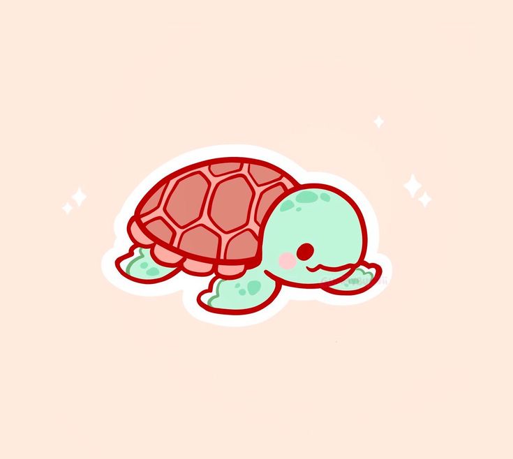 a turtle sticker sitting on top of a pink background